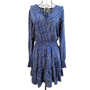 Blue Chain Patterned Women's Dress